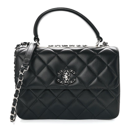 Chanel Lambskin Quilted Small Trendy CC Chain Dual Handle Flap Bag Black 1 of 12