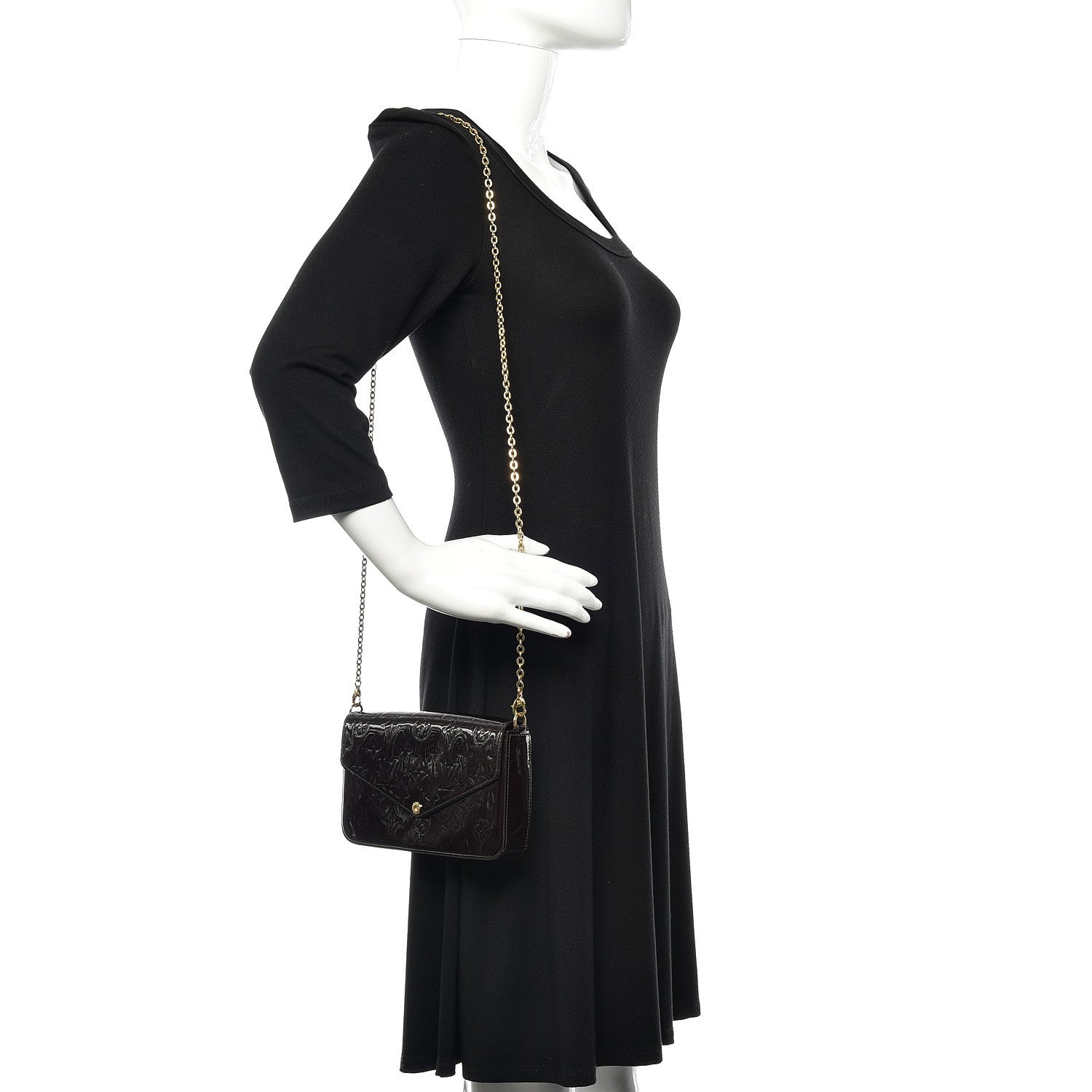 Louis Vuitton Vernis Pochette Felicie Chain Wallet Amarante 2 of 15