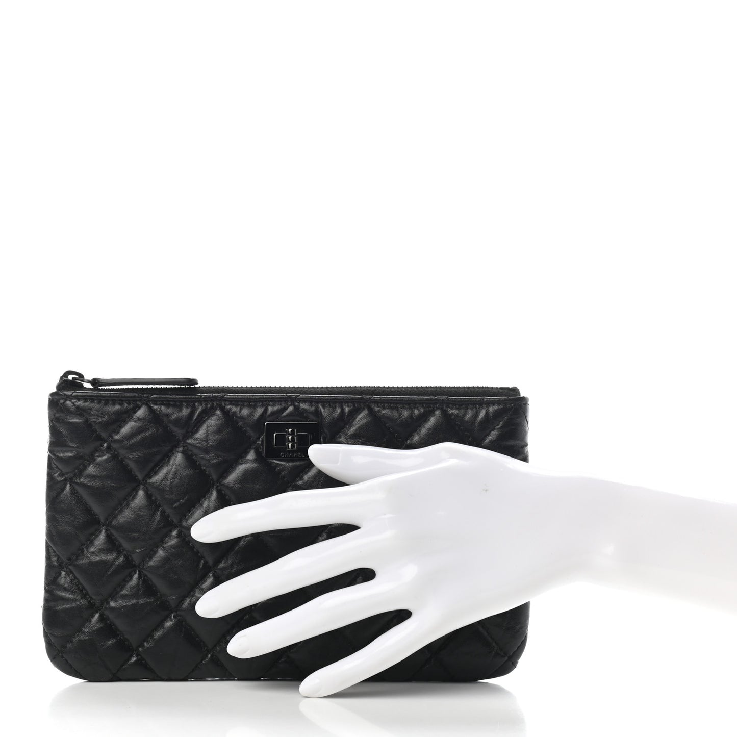 Aged Calfskin Quilted Medium Reissue Cosmetic Case So Black
