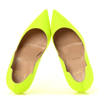 Christian Louboutin Calfskin Hot Chick 100 Pumps 38 Fluo Yellow 2 of 11