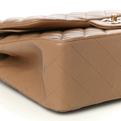 Chanel Lambskin Quilted Jumbo Double Flap Dark Beige 8 of 31