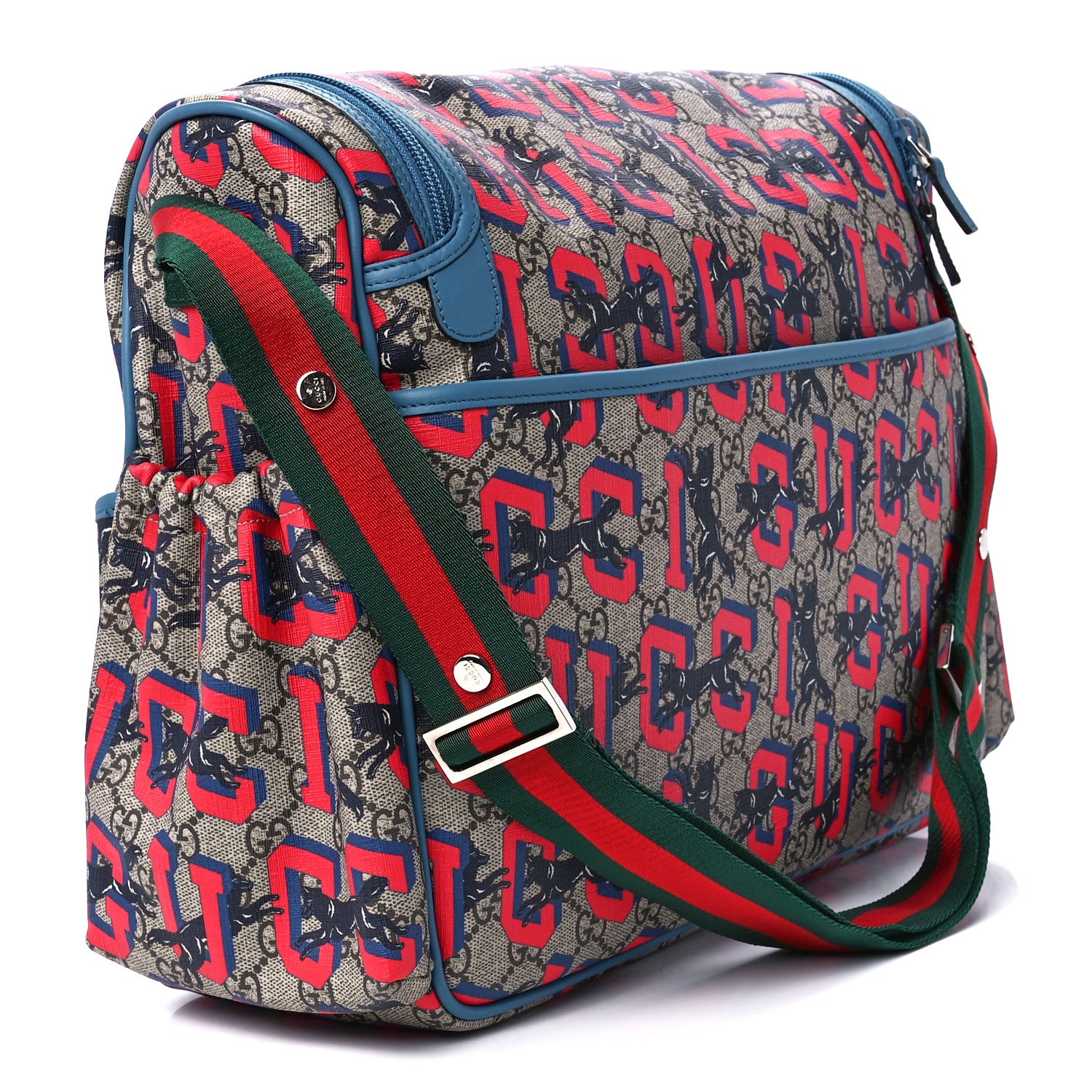 Gucci GG Supreme Monogram Gucci Wolf Diaper Bag Beige Red 3 of 14
