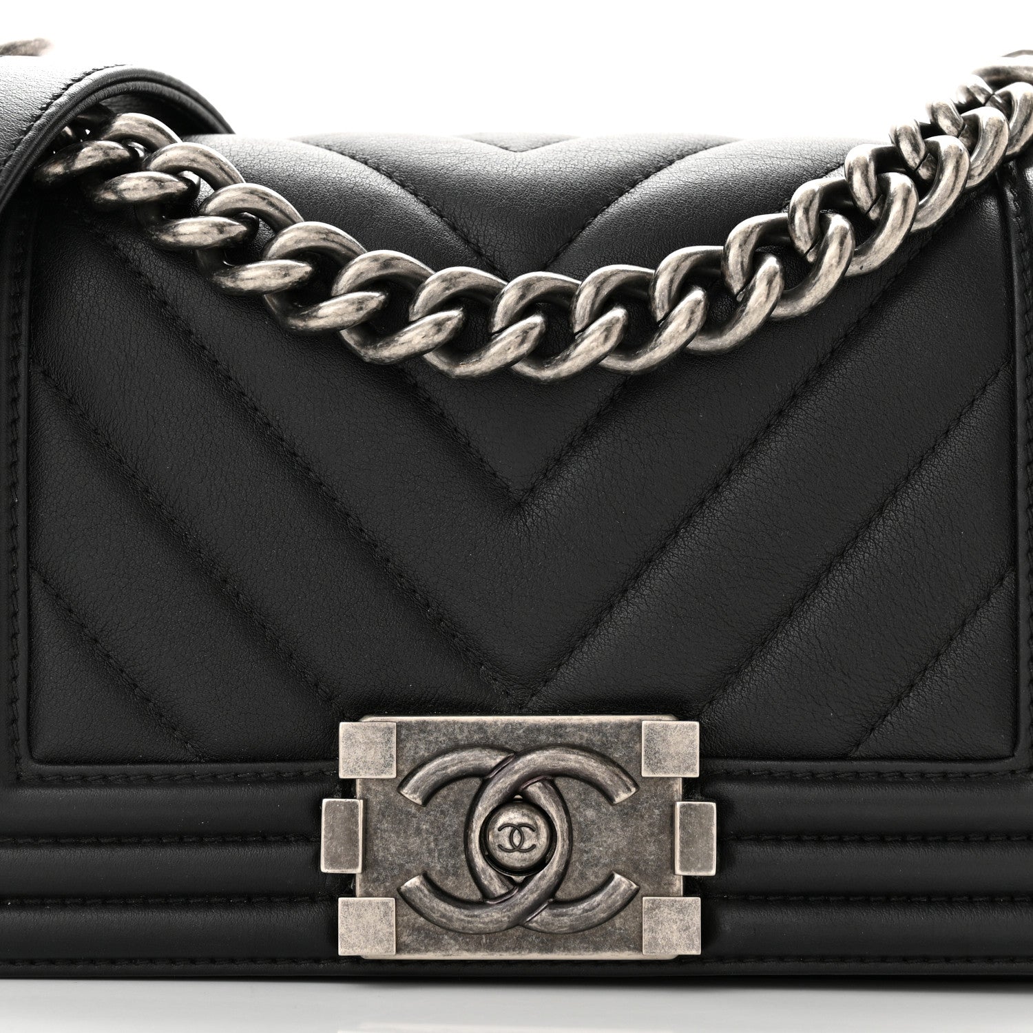 Chanel Calfskin Chevron Quilted Small Boy Flap Black 8 of 10