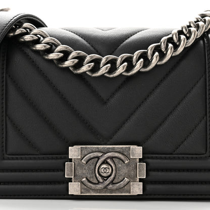 Chanel Calfskin Chevron Quilted Small Boy Flap Black 8 of 10