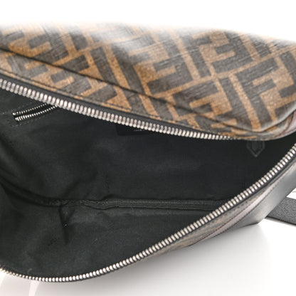 Fendi Glazed Fabric Vitello Liberty FF 1974 Diagonal Belt Bag Tobacco Moresco Black 5 of 10