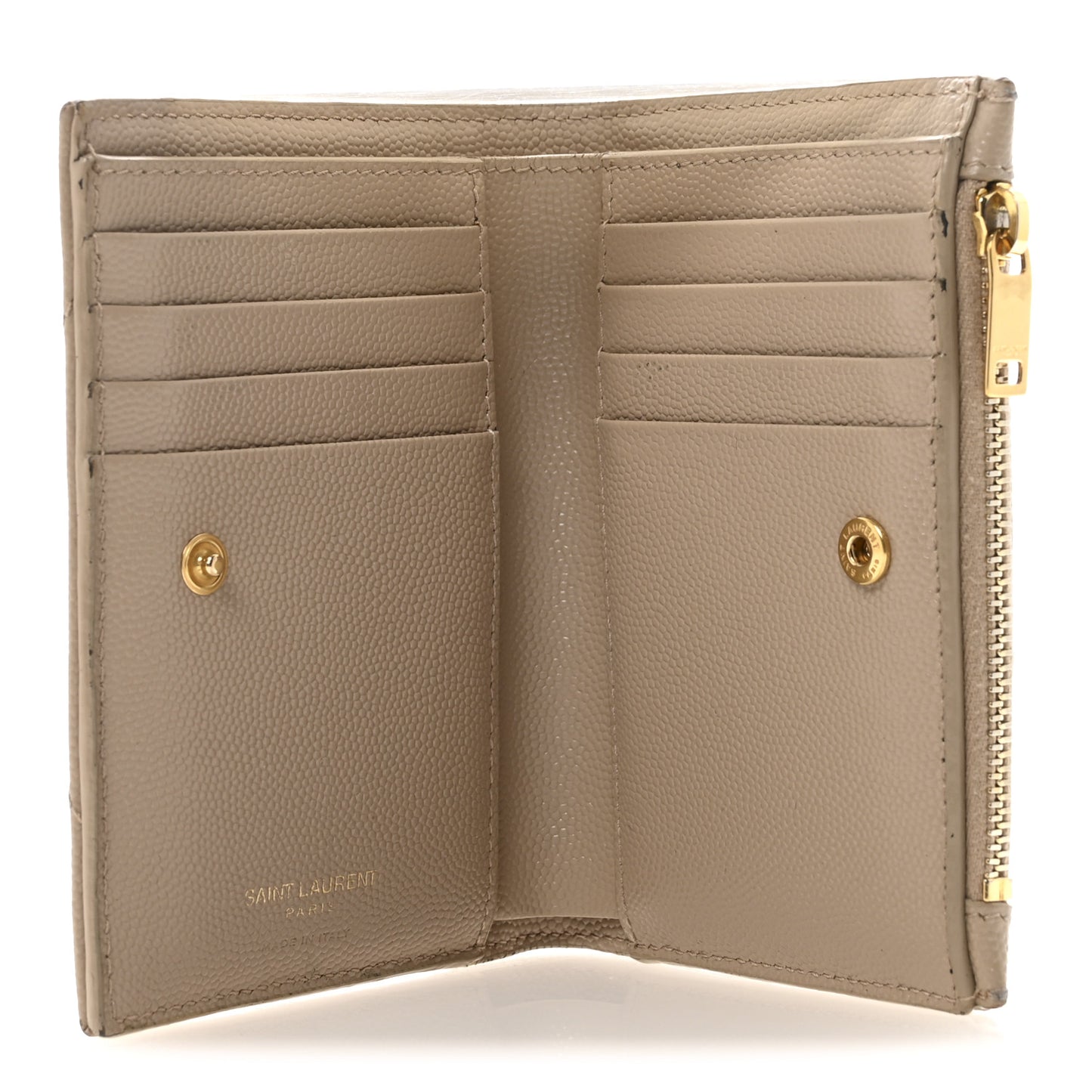 Grain De Poudre Matelasse Chevron Cassandre Fragments Zipperred Bi-Fold Wallet Dark Beige