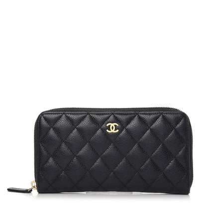Chanel Caviar Quilted Large Gusset Zip Around Wallet Black 1 of 9