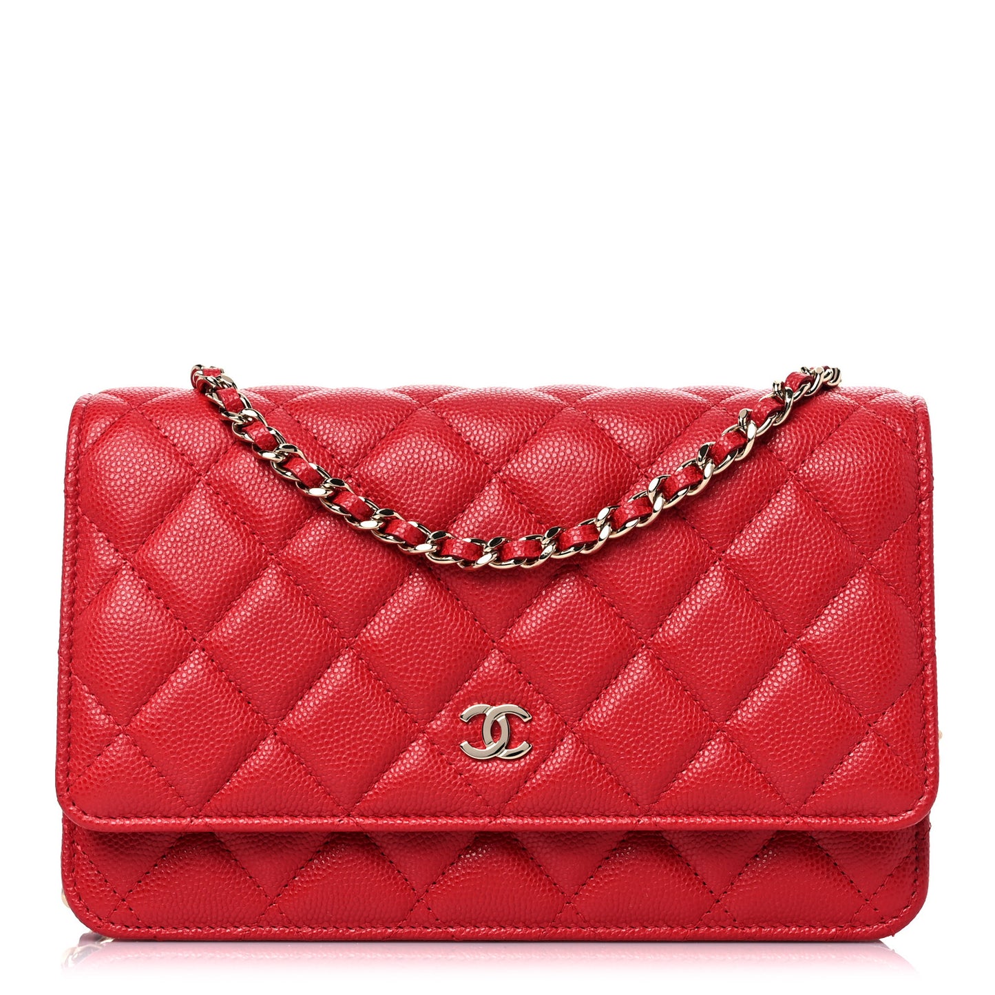 Caviar Quilted Wallet On Chain WOC Red