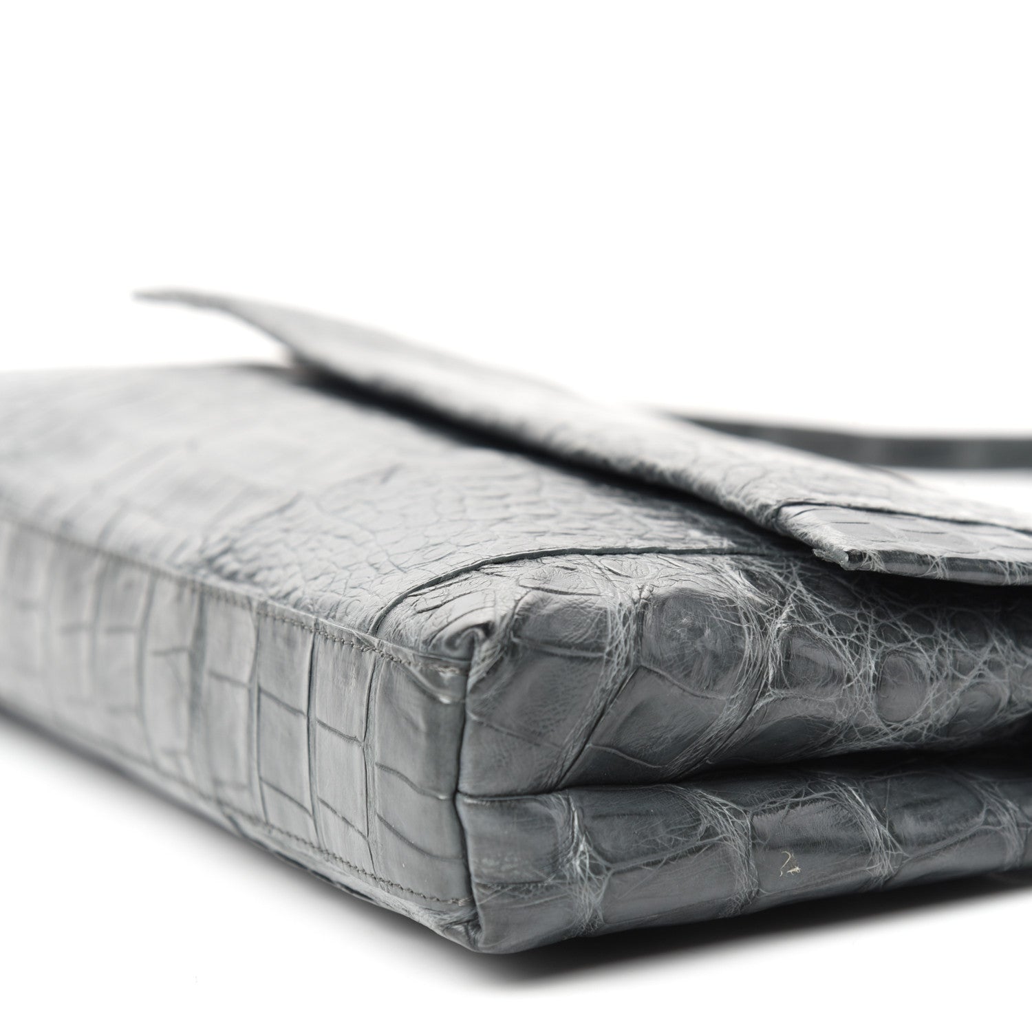 Nancy Gonzalez Crocodile Gotham Flap Clutch Grey 8 of 9