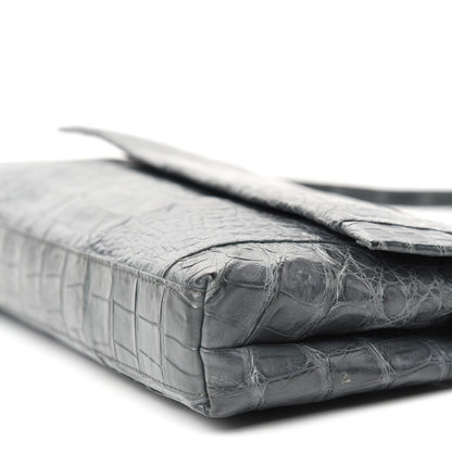 Nancy Gonzalez Crocodile Gotham Flap Clutch Grey 8 of 9