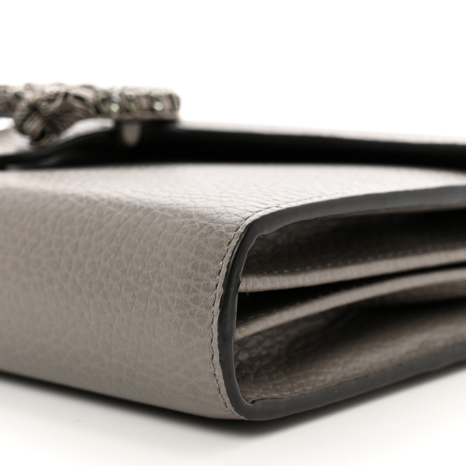 Gucci Dollar Calfskin Crystal Mini Dionysus Chain Wallet Dusty Grey Black Diamond 10 of 10