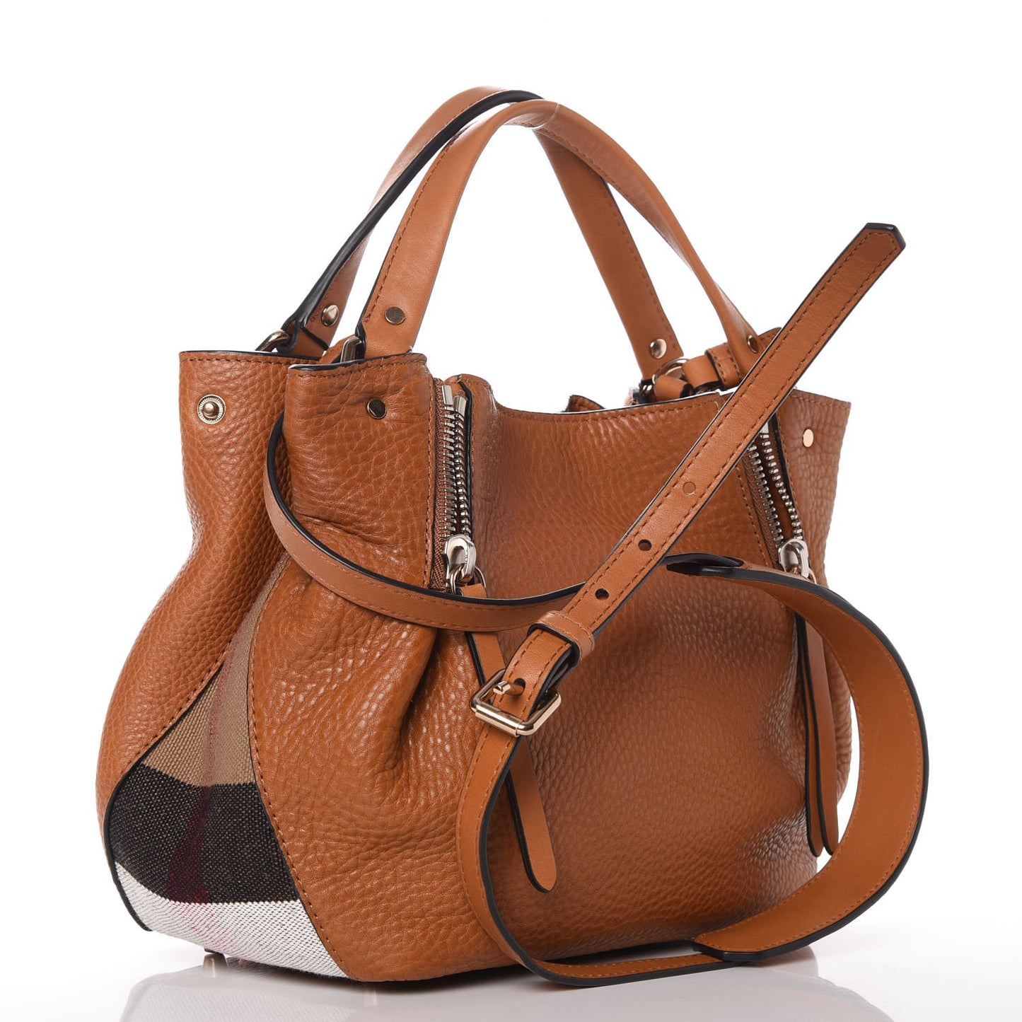 Grainy Calfskin House Check Small Maidstone Saddle Brown