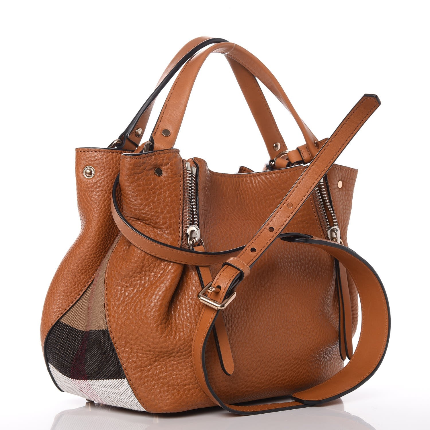 Burberry Grainy Calfskin House Check Small Maidstone Saddle Brown 3 of 10