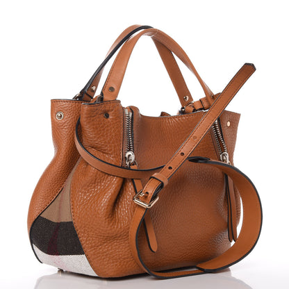 Burberry Grainy Calfskin House Check Small Maidstone Saddle Brown 3 of 10