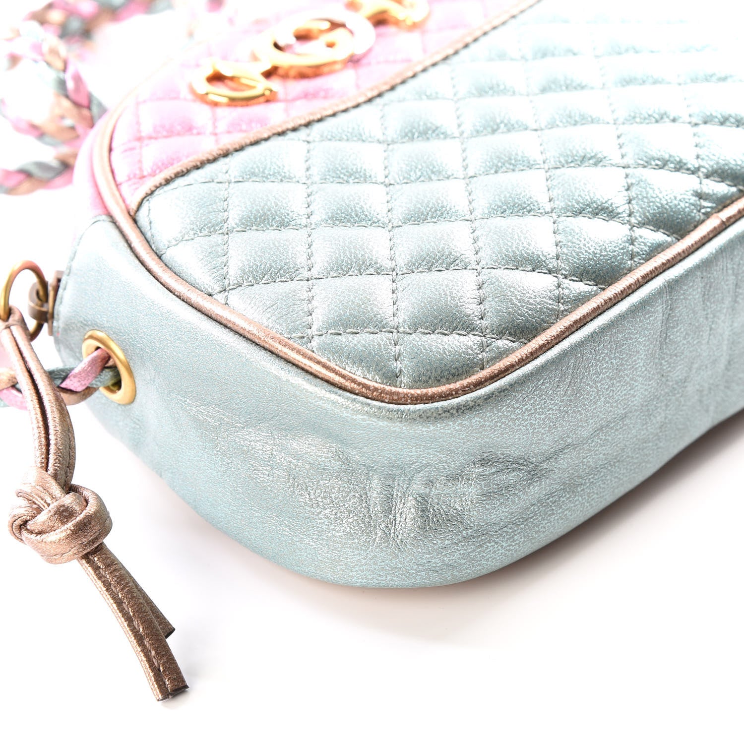 Gucci Laminated Nappa Trapuntata Mini Zumi Dome Shoulder Bag Rosa Lago Rame 5 of 12