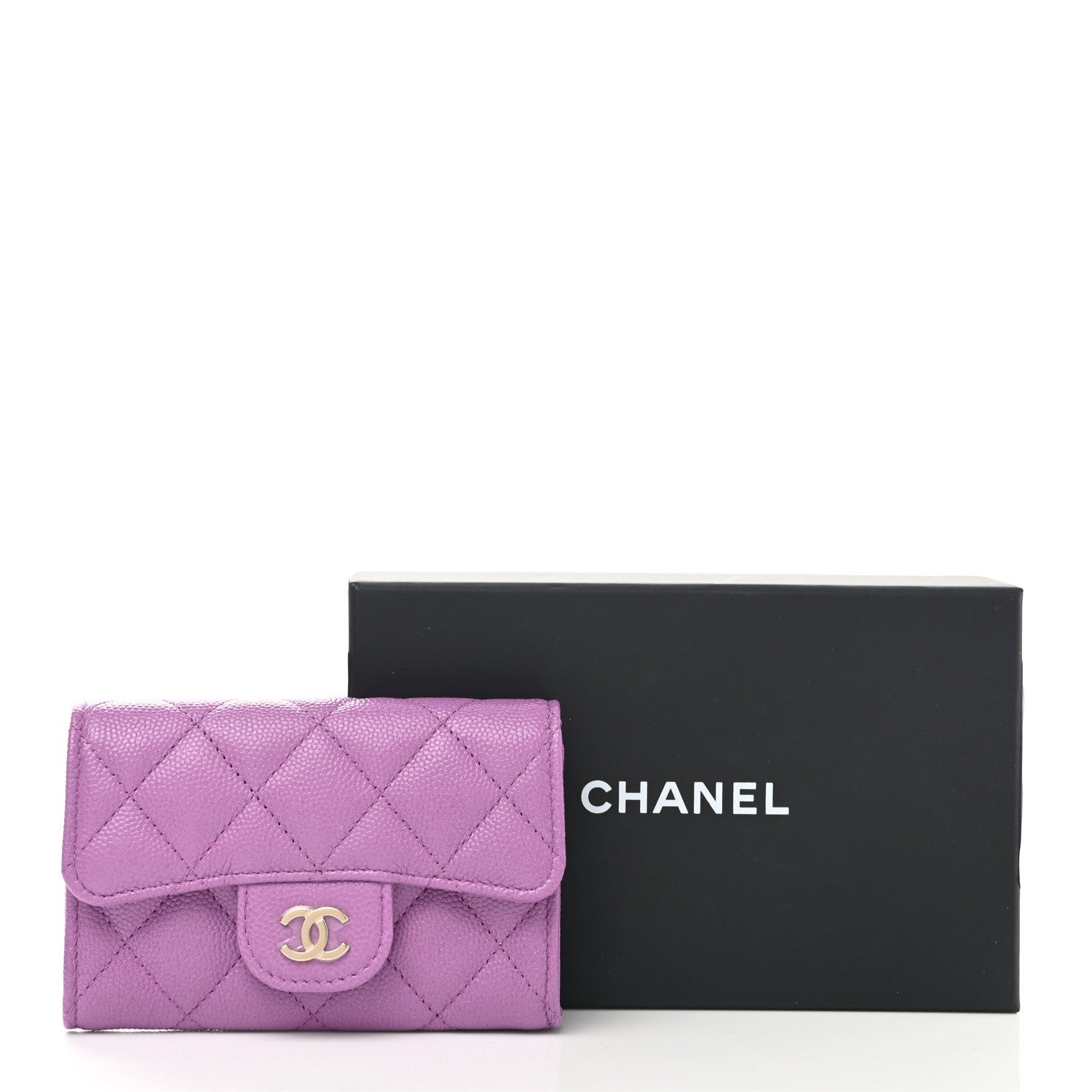 Chanel Caviar Quilted Flap Card Holder Wallet Purple 9 of 9