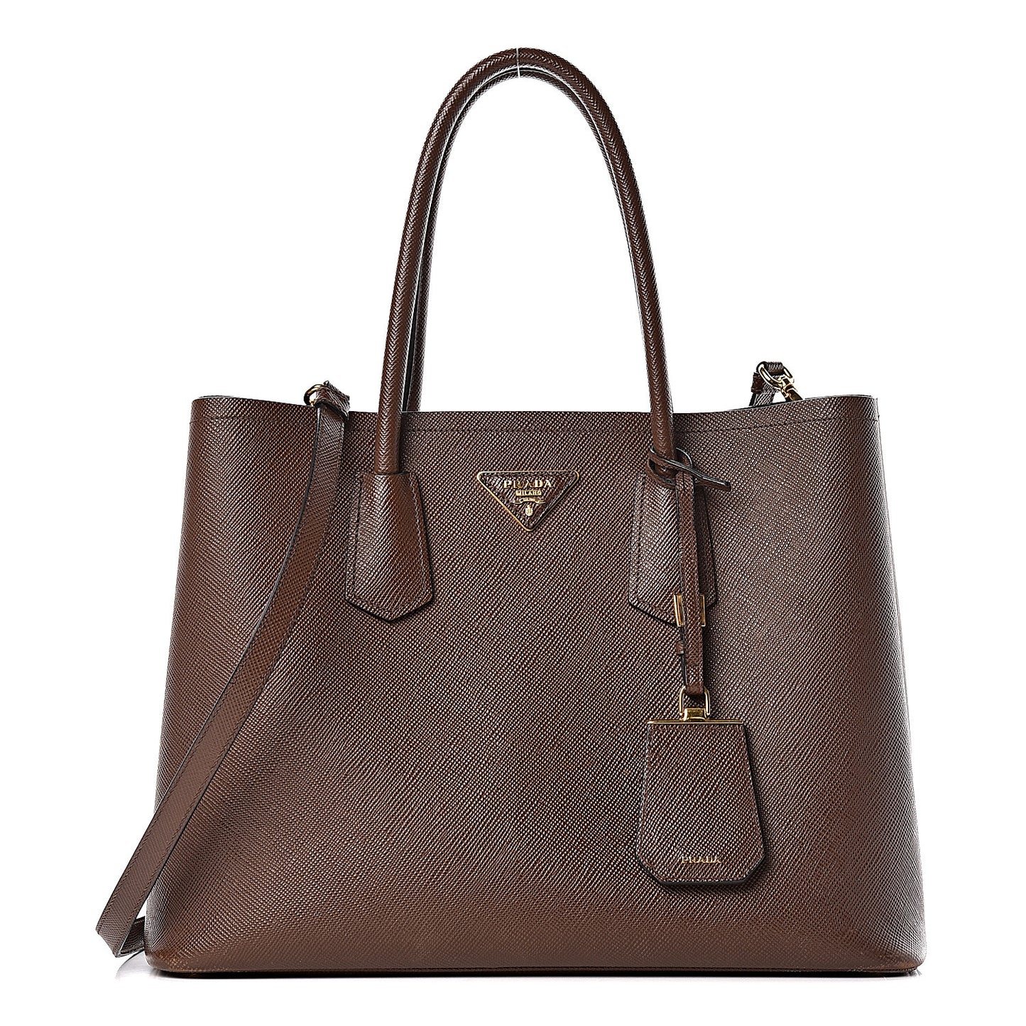 Saffiano Cuir Large Double Bag Cacao