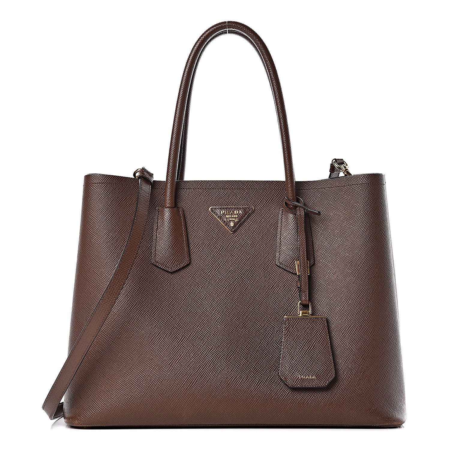 Prada Saffiano Cuir Large Double Bag Cacao 1 of 24