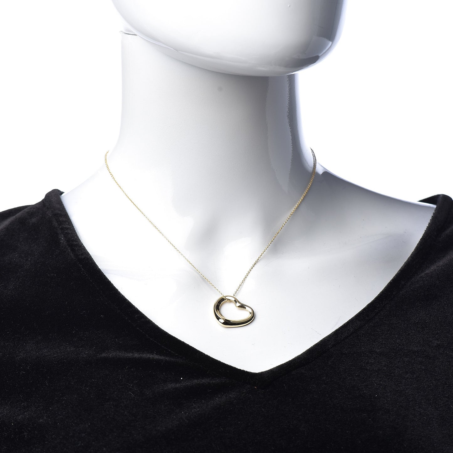 18K Yellow Gold 22mm Elsa Peretti Open Heart Pendant Necklace
