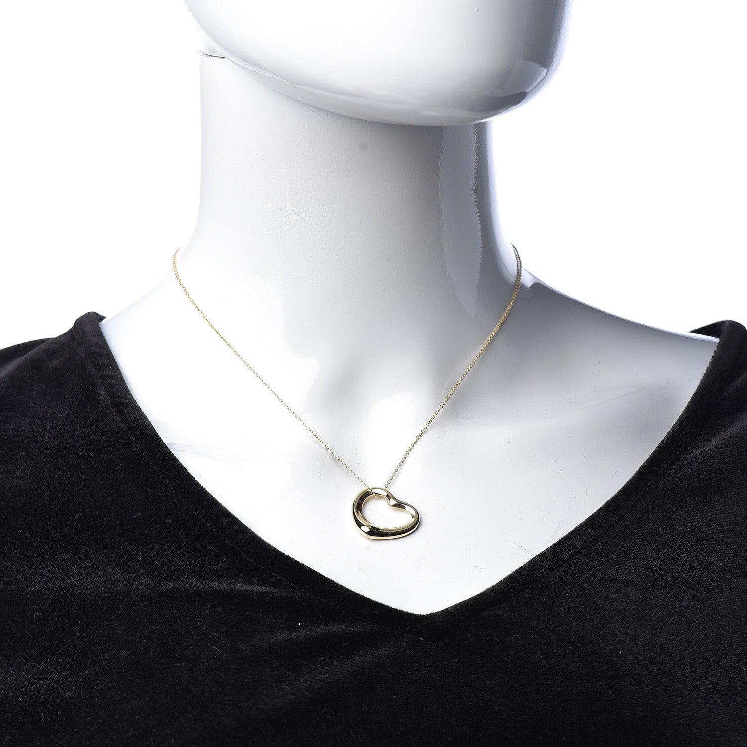 Tiffany 18K Yellow Gold 22mm Elsa Peretti Open Heart Pendant Necklace 2 of 7