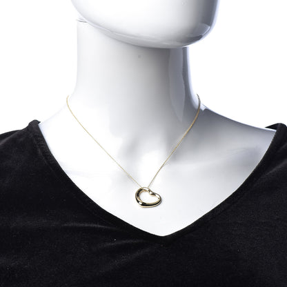 Tiffany 18K Yellow Gold 22mm Elsa Peretti Open Heart Pendant Necklace 2 of 7