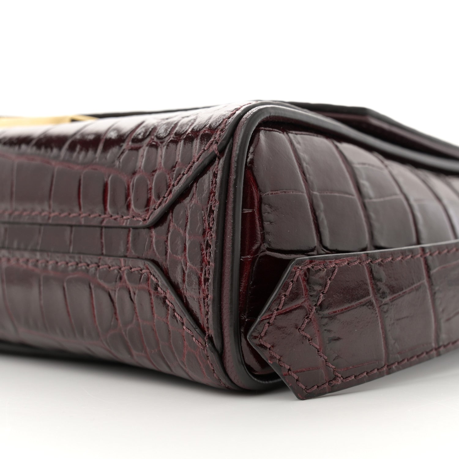 Givenchy Calfskin Crocodile Embossed Eden Mini Top Handle Burgundy 10 of 10