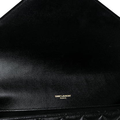 Saint Laurent Grain De Poudre Textured Mixed Matelasse Large Triquilt Monogram Satchel Black 10 of 10