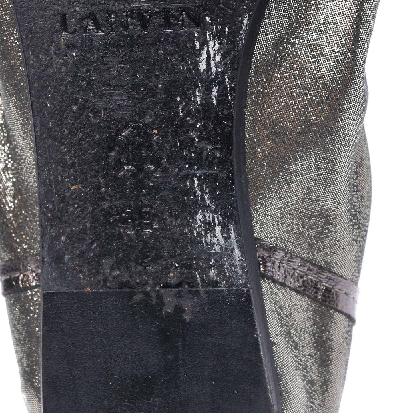 Metallic Lambskin Elastic Ballet Flats 39 Dore Argent