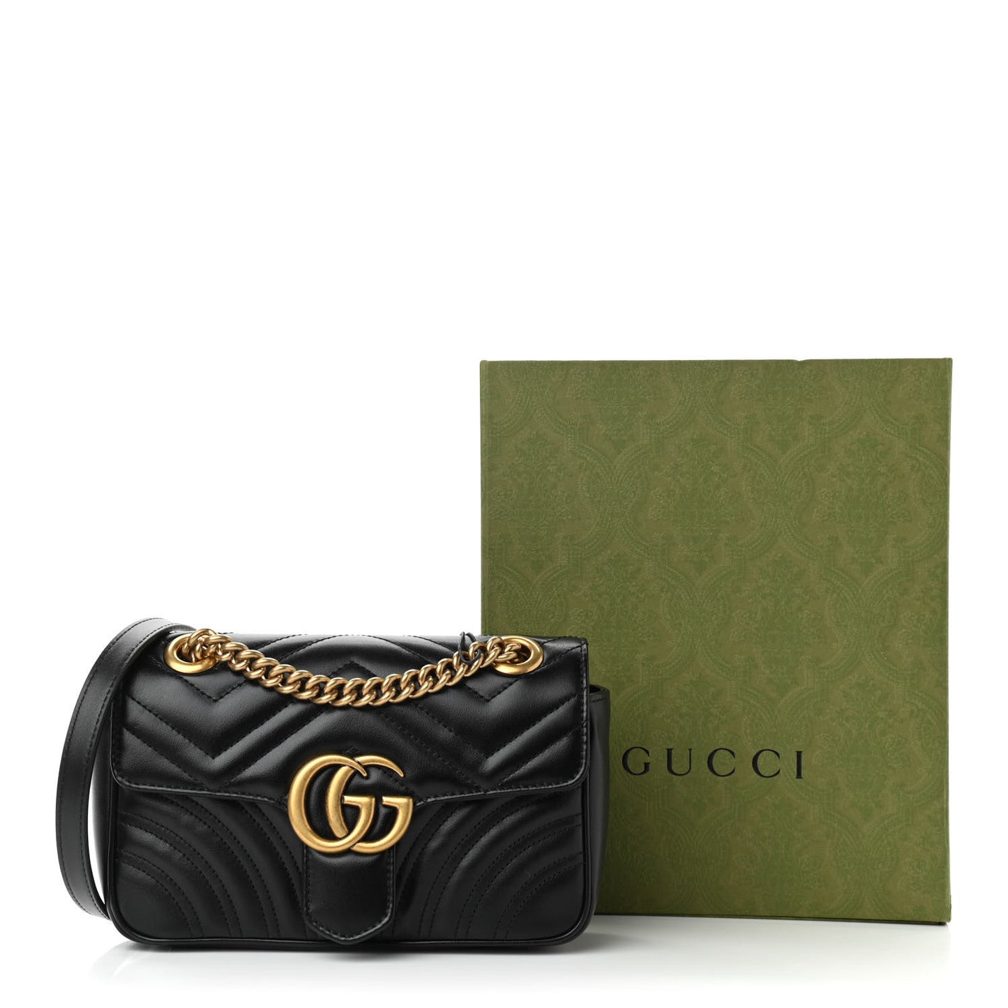 Calfskin Matelasse Mini GG Marmont Shoulder Bag Black
