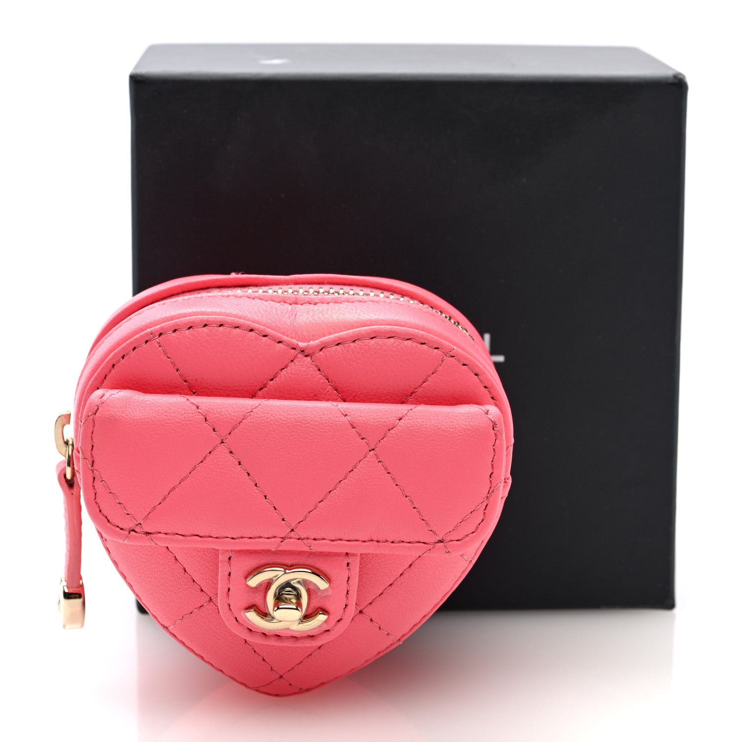 Chanel Lambskin Quilted CC In Love Heart Zipped Arm Coin Purse Pink 8 of 8