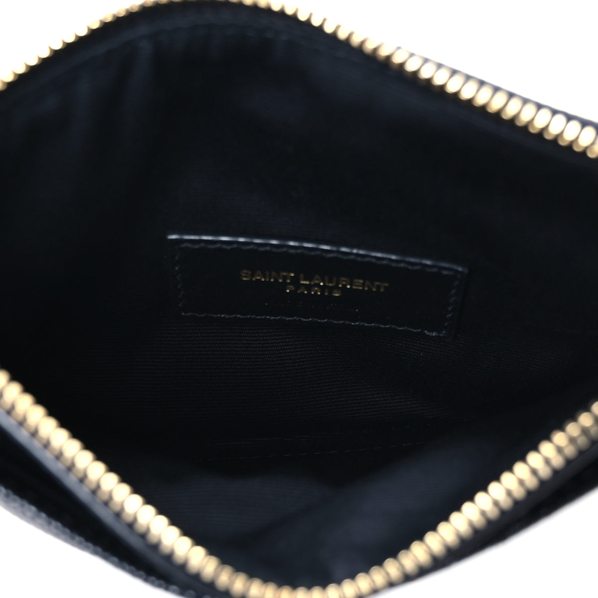 Saint Laurent Grain De Poudre Chevron Monogram Bill Pouch Black 5 of 8