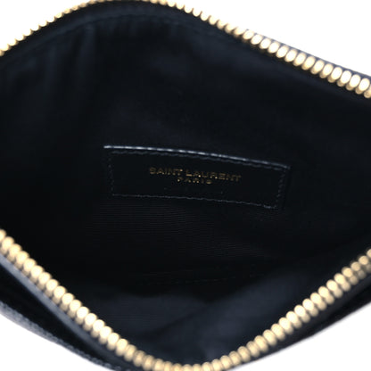 Saint Laurent Grain De Poudre Chevron Monogram Bill Pouch Black 5 of 8