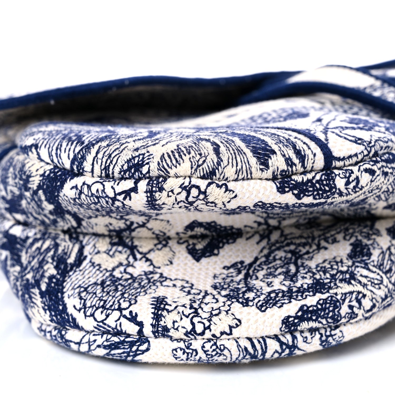 Christian Dior Canvas Embroidered Toile de Jouy Saddle Bag Blue 8 of 12