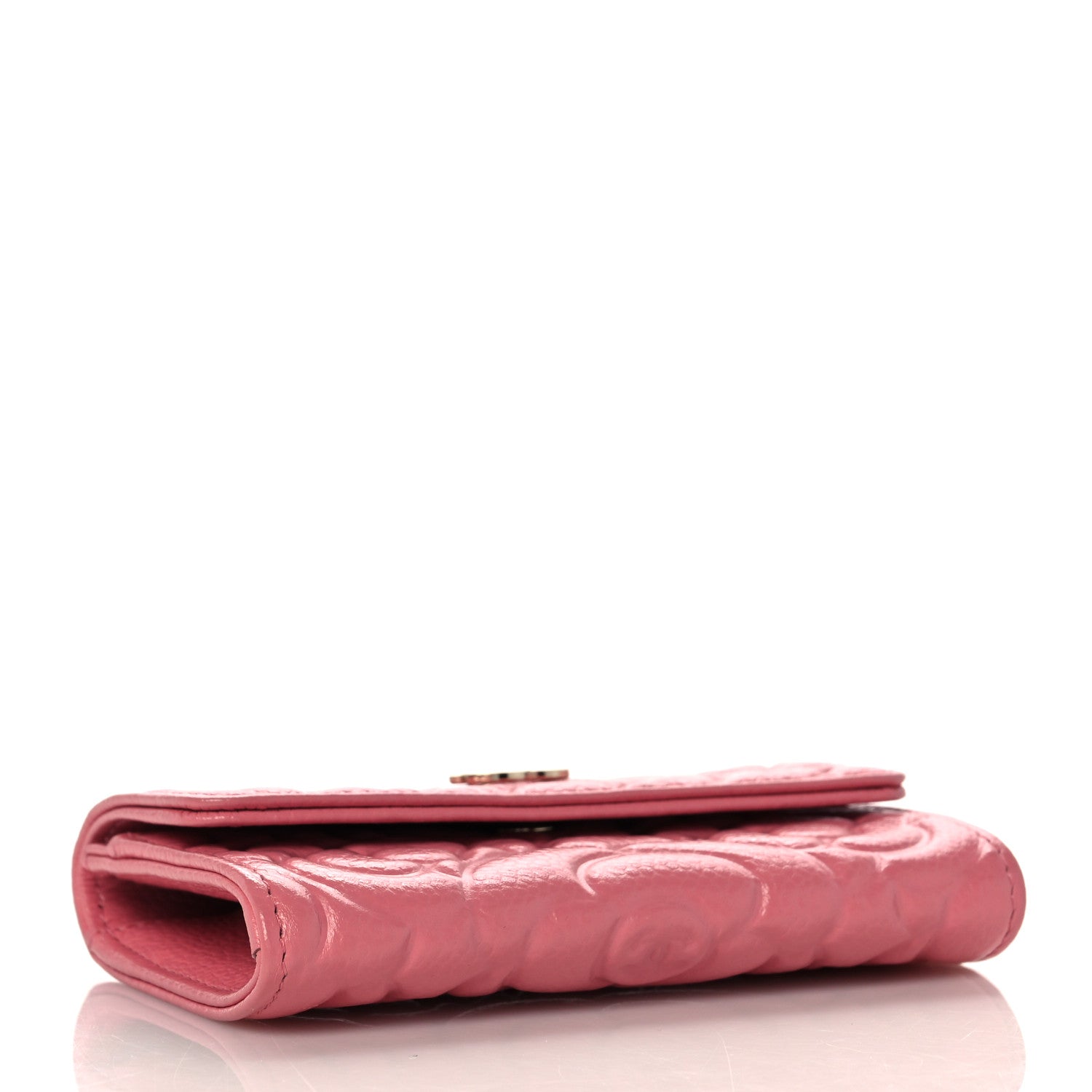 Chanel Caviar Camellia Embossed Card Holder Wallet Pink 4 of 9