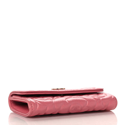 Chanel Caviar Camellia Embossed Card Holder Wallet Pink 4 of 9