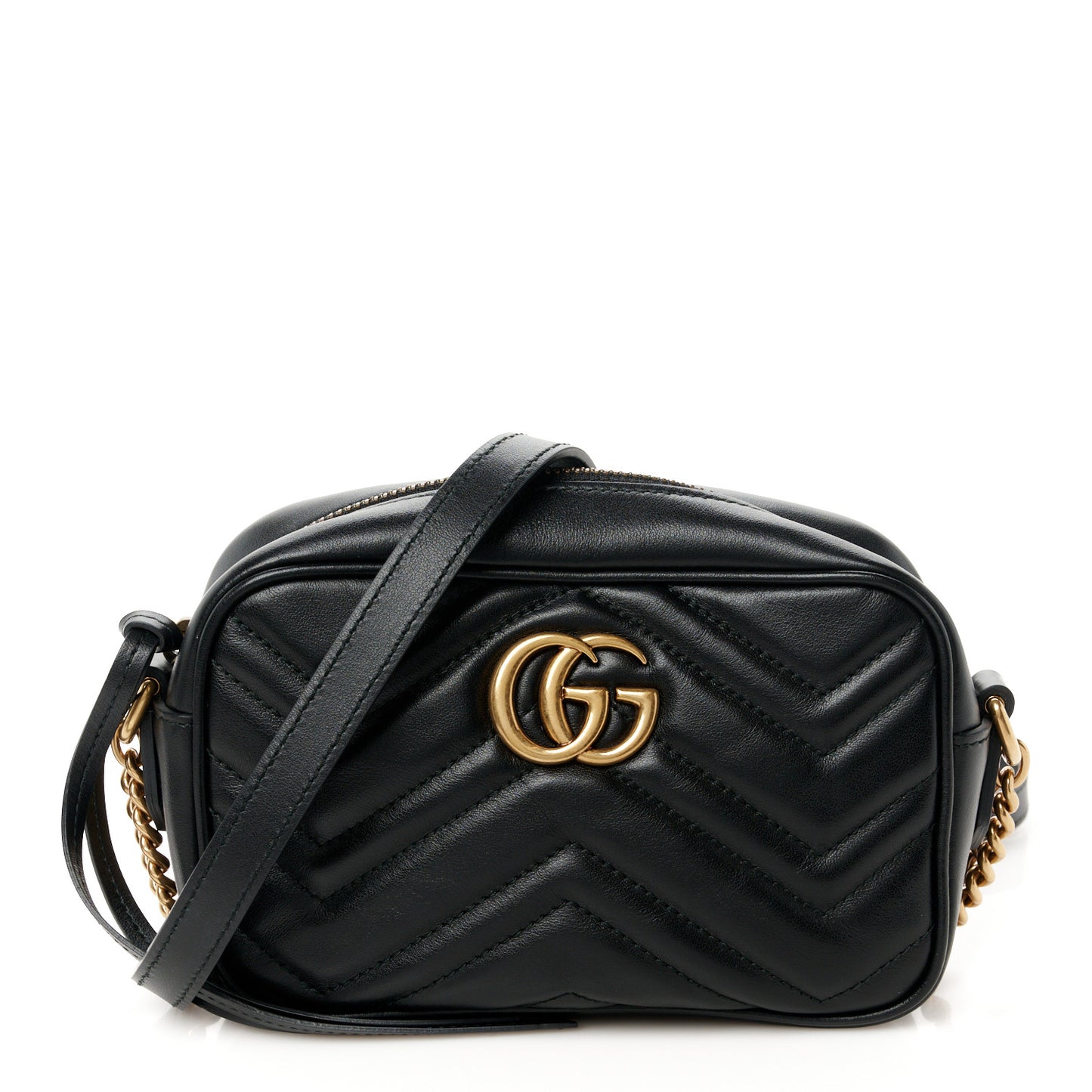 Calfskin Matelasse Mini GG Marmont Chain Shoulder Bag Black
