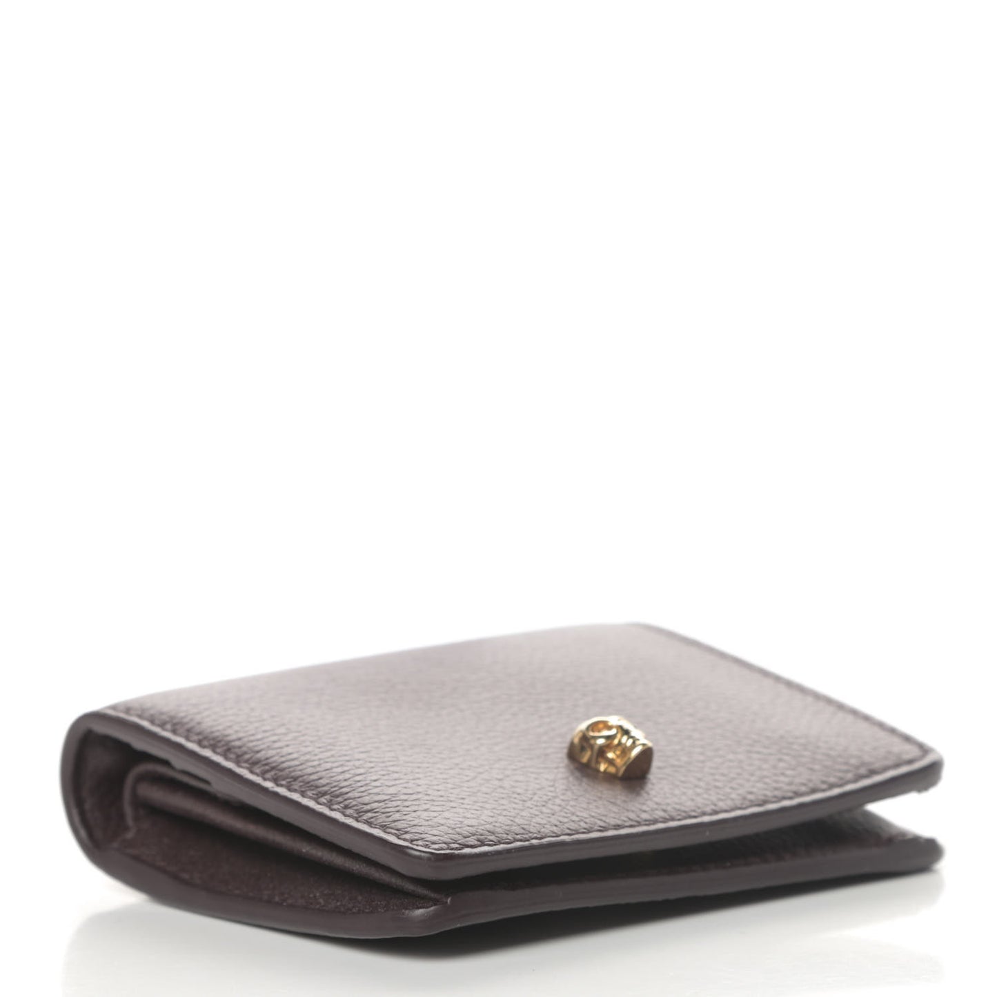 Calfskin Skull Card Holder Burgundy