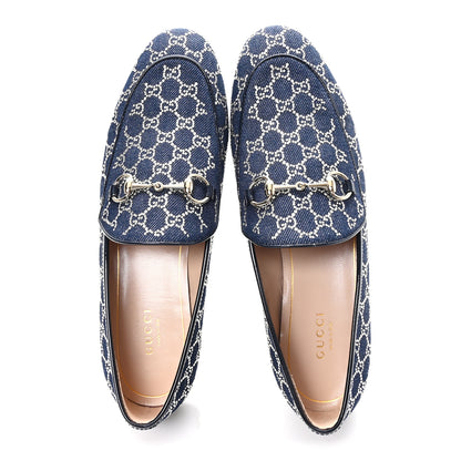 Gucci Denim Crystal GG Monogram Horsebit Womens Jordaan Loafers 38 Deep Blue Blue Milad 2 of 9