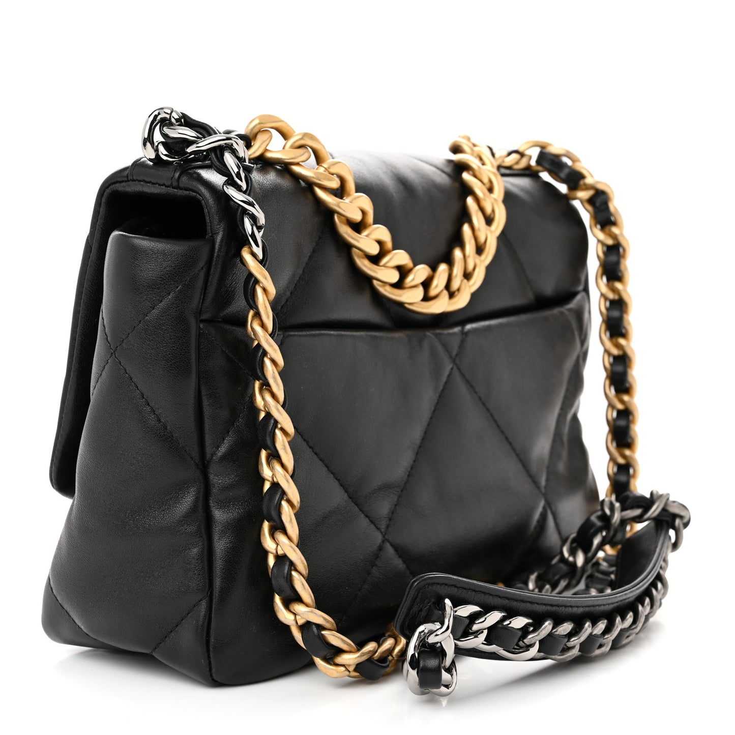 Lambskin Quilted Medium Chanel 19 Flap Black