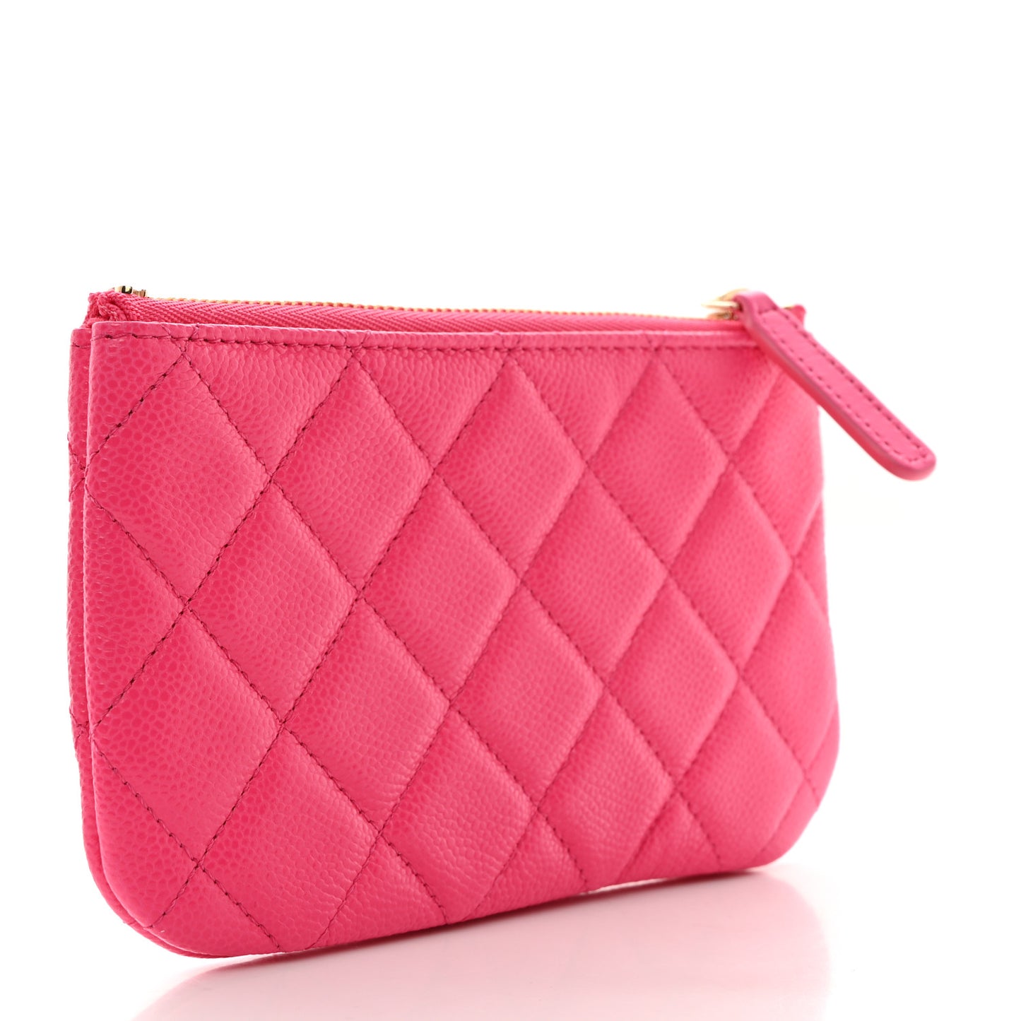 Caviar Quilted Small Cosmetic Case Fuchsia