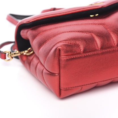 Saint Laurent Metallic Calfskin Matelasse Toy Loulou Monogram Chain Satchel Red 7 of 9