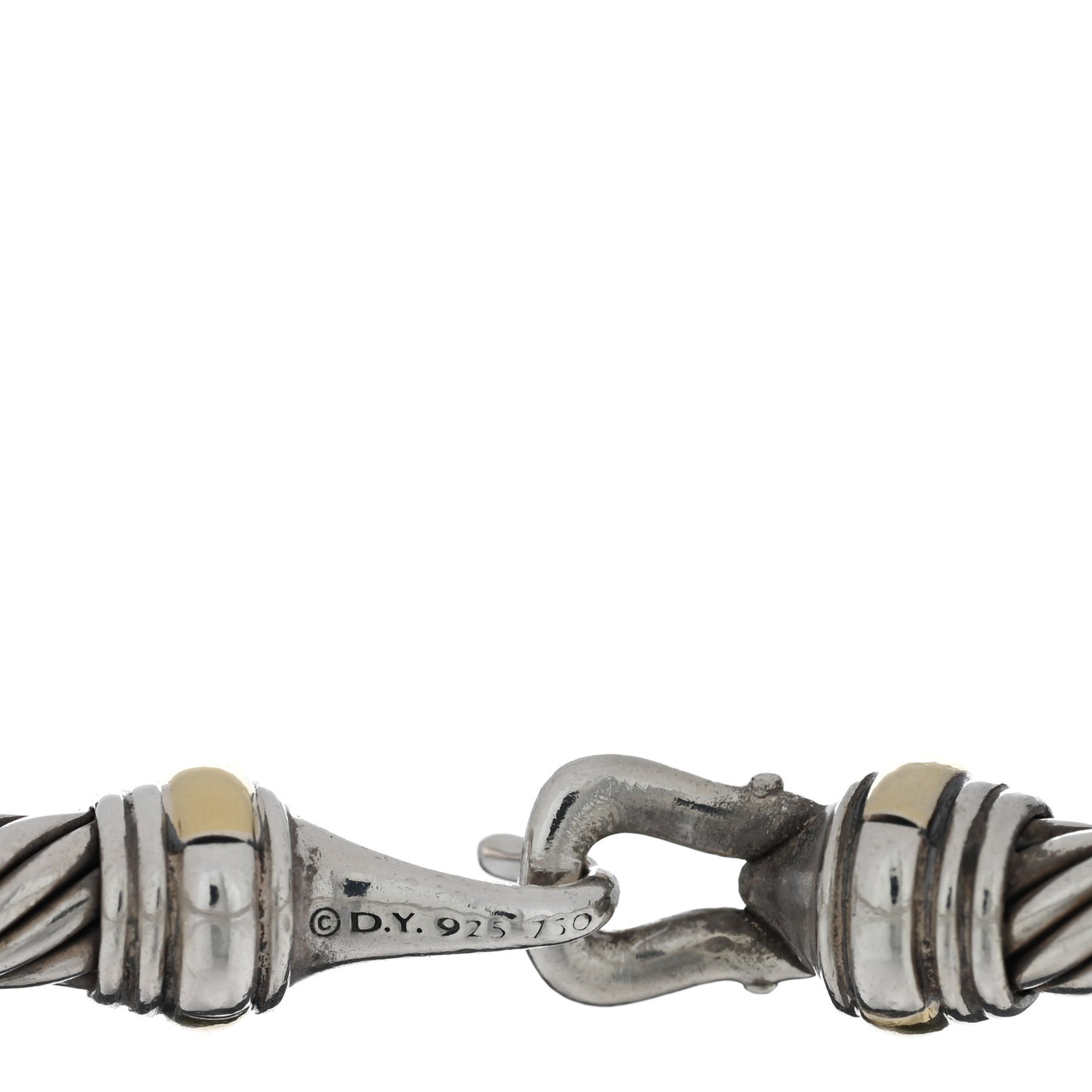 Sterling Silver 18K Yellow Gold 4mm Cable Classic Buckle Bracelet
