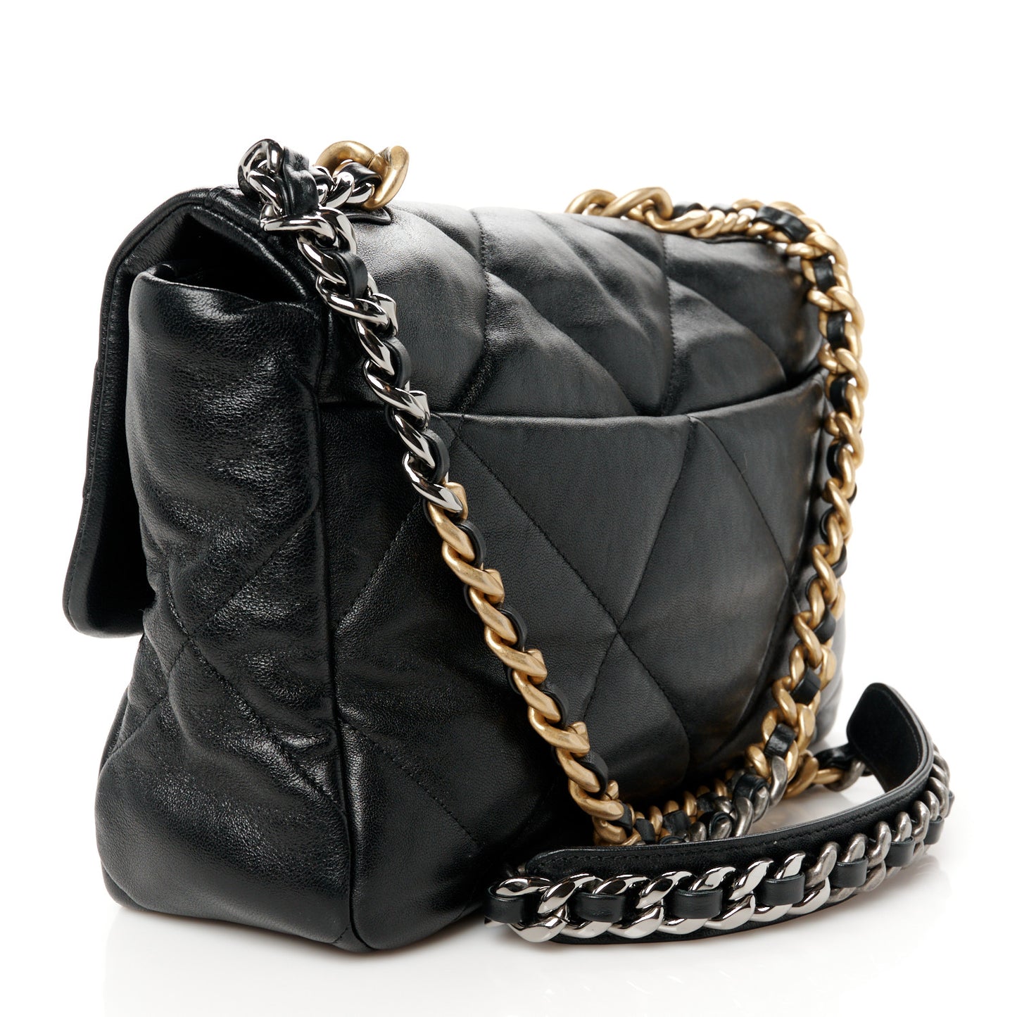 Lambskin Quilted Large Chanel 19 Flap Black