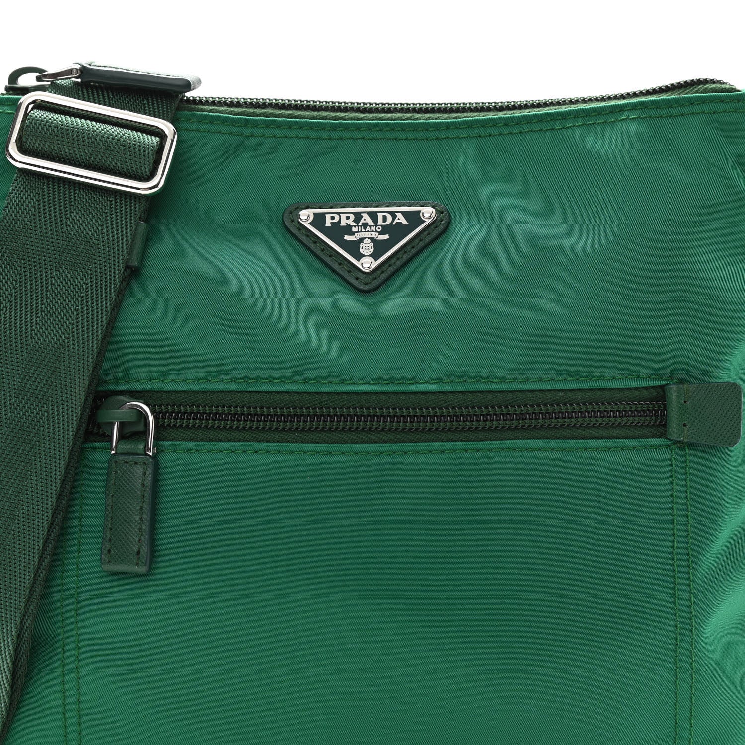 Prada Tessuto Nylon Saffiano Flat Messenger Bag Oleandro 8 of 10