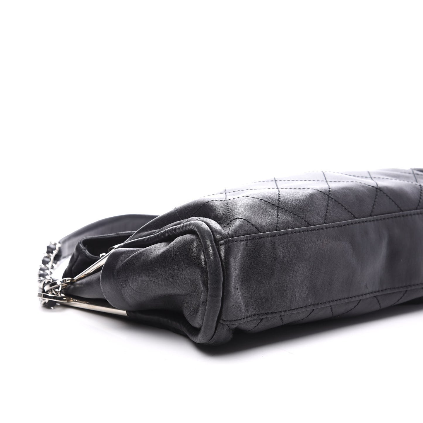 Lambskin Stitched Medium Ultimate Soft Tote Black