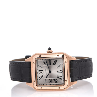 Cartier 18K Pink Gold Alligator 31.5mm Santos Dumont Quartz Watch 2 of 7