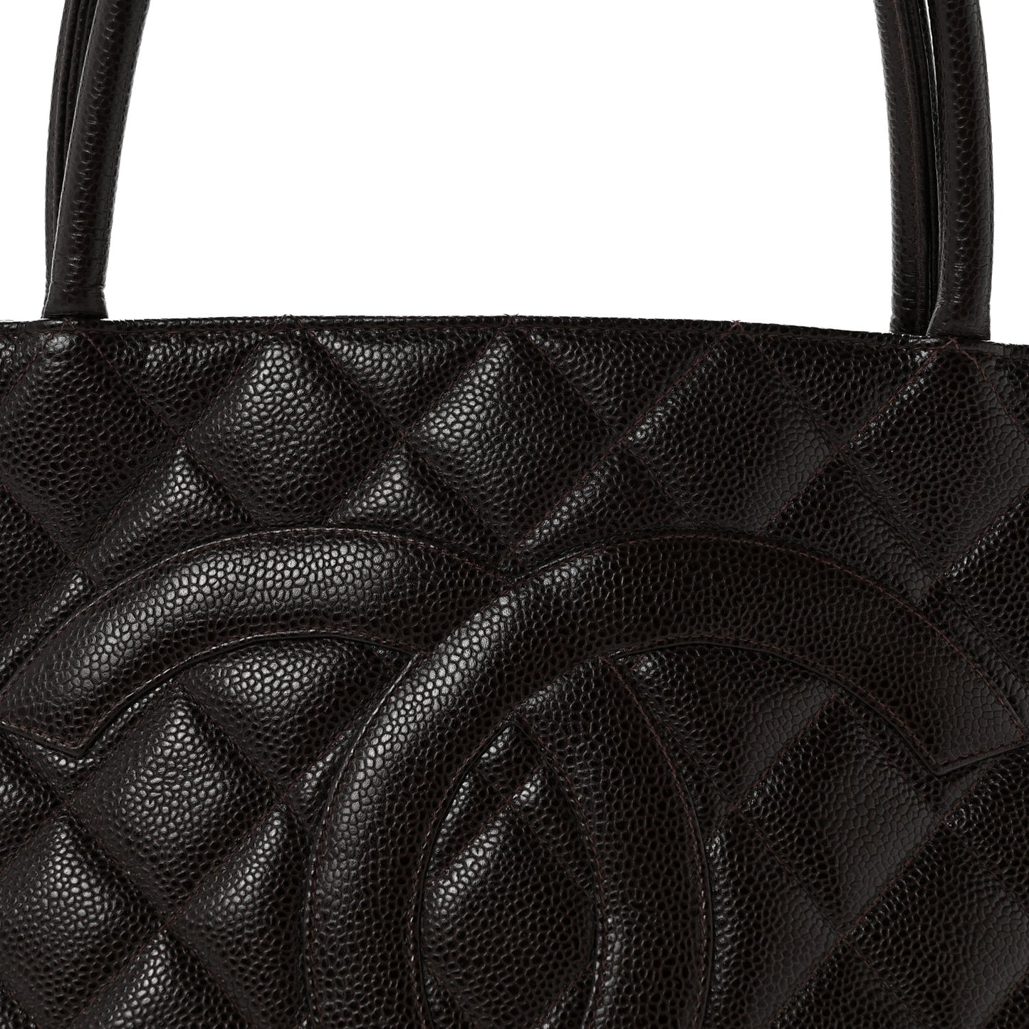Caviar Quilted Medallion Tote Dark Brown