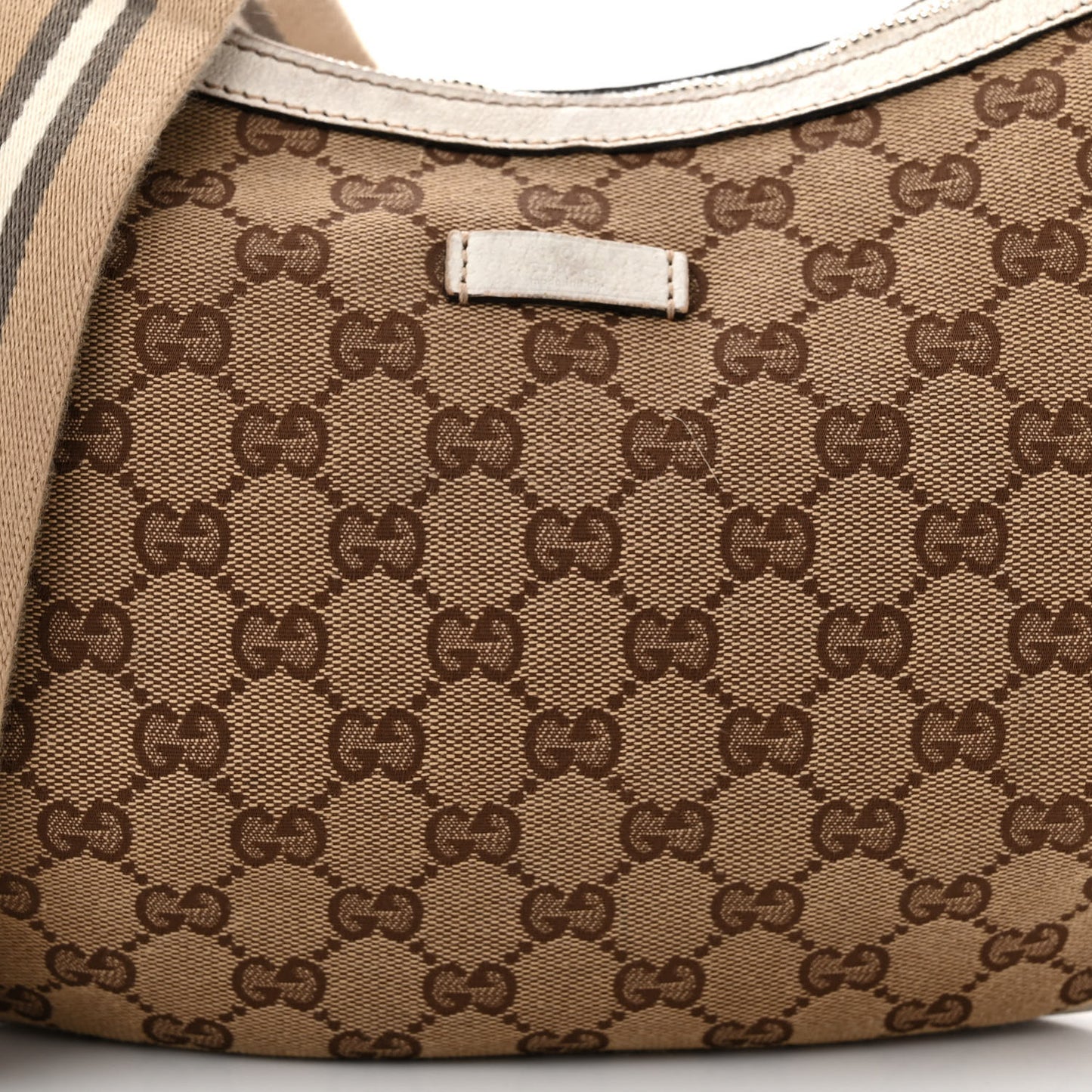 Monogram Web Medium Half Moon Hobo White