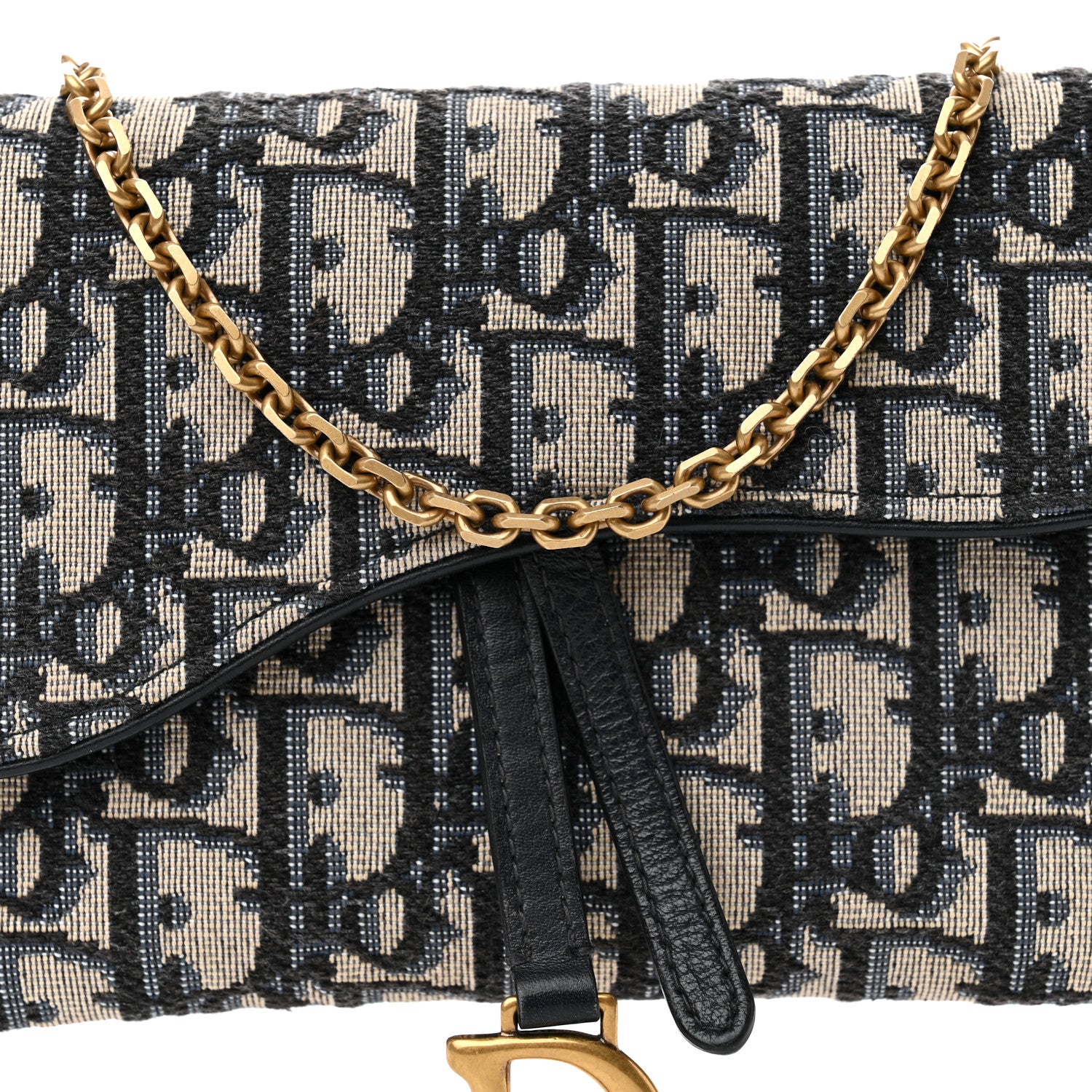 Christian Dior Oblique Saddle Chain Long Wallet Blue 9 of 14
