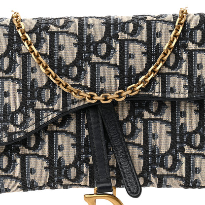 Christian Dior Oblique Saddle Chain Long Wallet Blue 9 of 14